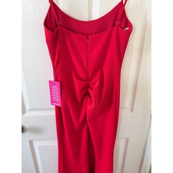Betsy & Adam Red Spaghetti Strap Christmas Grown Cut-Out Formal Gown Size 6 - Picture 10 of 16